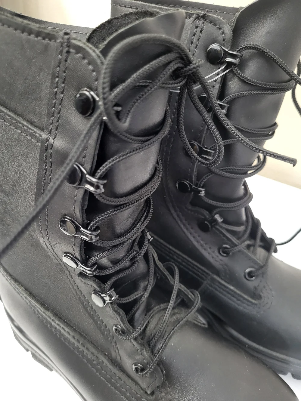 Bates Dura Shocks Boots Youth Big Kid Size 4 Black Lace Up Steel Toe